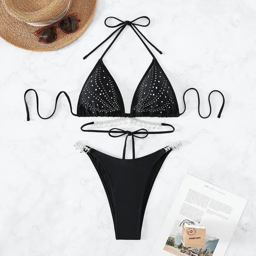 Black Rhinestone Bikini - Picture 3 of 6